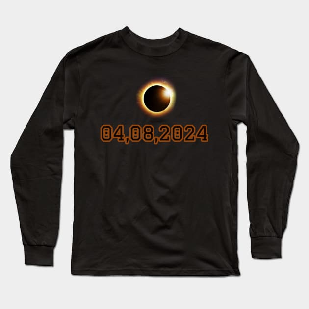 Pennsylvania State Erie PA USA Totality April 8, 2024 Total Solar Eclipse Long Sleeve T-Shirt by r.abdulazis